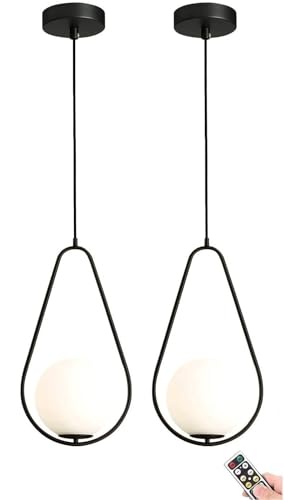EFDGJZS Lámpara Colgante Regulable con Pilas – Lámpara de araña Recargable con Forma de Globo, iluminación de Techo temporizada y sin Cables para Cocina, Isla, Comedor, Sala de Estar, Dormitorio