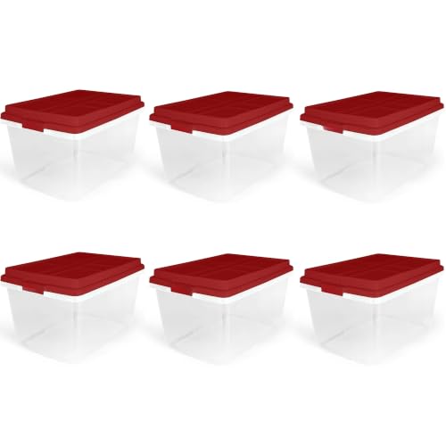 Image of Holiday Storage Bins Clear 72Qt Stackable 6-Pack