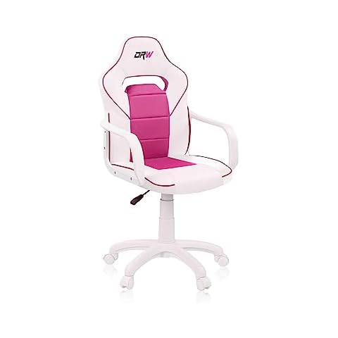 Silla Gamer DRW Sticker, Acabado en Blanco y Rosa Cover