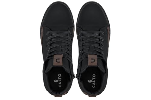 Image of CALTO Men's Invisible Height Increasing Elevator Shoes - Zip-up Cap Toe High Top Sneaker Boots - 2.4 Inches Taller