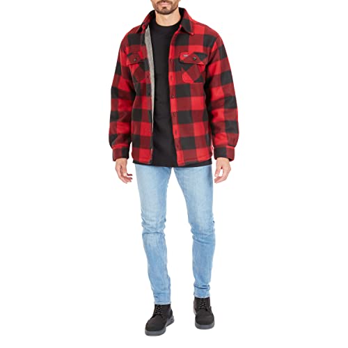 Image of Smith's Workwear Men's Sherpa-lined Plaid Fleece Shirt Jacket