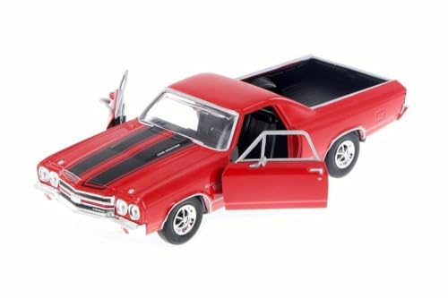 1970 Chevrolet El Camino SS 396 Rojo con Franjas Negras 1/24