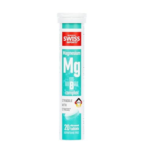 Swiss Imports Effervescent Magnesium + B Complex Dietary Supplement 20 Tablets