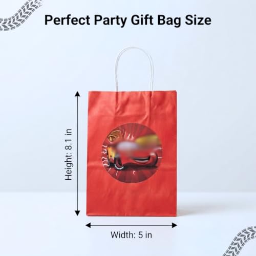 Image of Wanna Party Car Theme Paper Gift Bags for Kids - Pack of 12, Red | Racing Car Birthday Return Gift Bags, Goodie Bags, Party Favour Bags, Treat Bags & Small Gift Bags