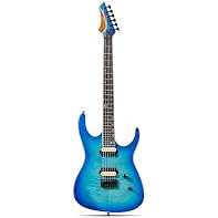 Striking Design & Craftsmanship: The Leo Jaymz Monsoon Series Double-Cut Solid Body Guitar with a Reverse Headstock stands out with its stunning Maple top, making it a showstopper on stage. High-Output Pickups for Versatile Sound: Equipped with Leo J...