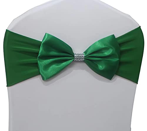 Chair Sash Bow Spandex Chair Sashes Bows Tied for Wedding Chairs Decorations Chair Sashes Cover for Anniversary Party Ceremony Special Events Decoration (Green, Pack of 100)