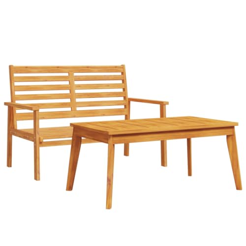 Acacia Solid Wood Garden Set Outdoor Patio Furniture with Comfortable Bench and Durable Table for Backyard Dining Relaxation 110kg Capacity – Image 3