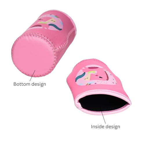 Image of THE LITTLE LOOKERS Cute Animated Patterned Soft Stretchable Baby Bottle Cover I Baby Feeding Bottle Cover for 125ml, 150ml to 240ml (Pink, Pack of 1)
