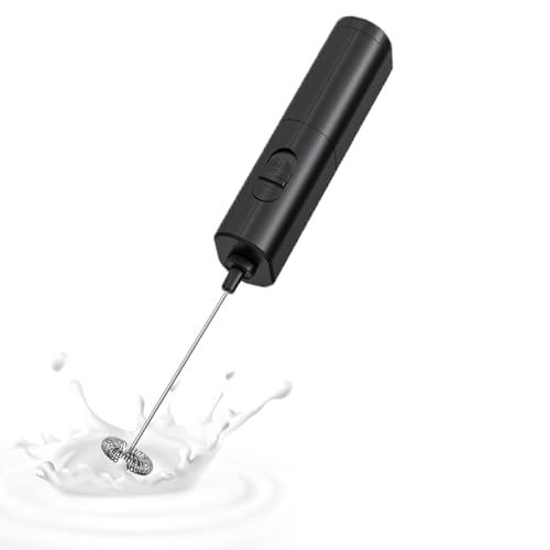 Lamkrtlp Milchaufschäumer Stab, Elektrischer Milchaufschäumer mit Ein-Tasten-Bedienung, Handheld, Mini-Schaumstoffbereiter für Heiße Schokolade, Frappe, Latte, Schwarz