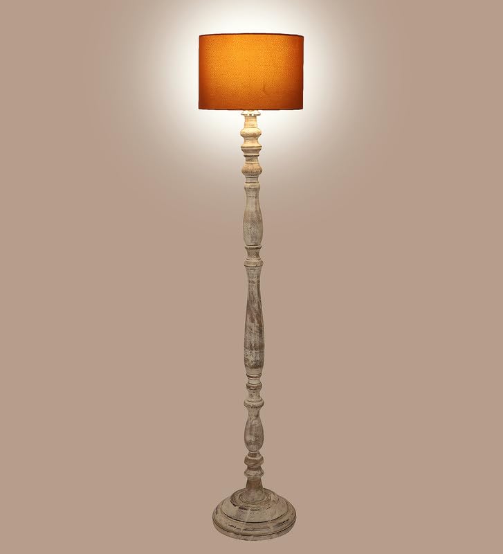 Image of tu casa Mango Wooden Floor Lamps with Black Shade for Home Decor, Bedrooms Corner, Living Room, Gifting, Diwali Decoration, Hall, Office, Study Room (Height: - 56 inch) - Bulb not Included