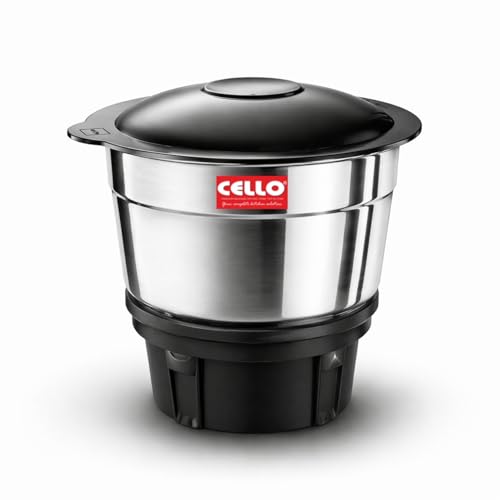Image of CELLO Stainless Steel Chutney Jar 400ml for Mixer Grinder | Leak-Proof Lid | Food-Grade SS Body | 4 Teeth Compatible | Heavy Duty Grinding Jar for Chutney, Masala & Spices