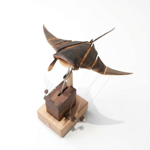 Automate en bois de raie manta en noyer massif décor de bureau artisanal d'exception