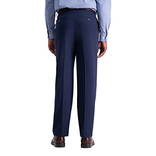 J.M. Haggar Men's Classic Fit Flat Front Solid Stretch Dress Pants, Blue, 42W x 32L US - image 2