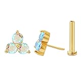 FANSING Pendientes de cartílago para tragus, trío de circonita cúbica, parte trasera plana, para hélice, caracola, sin rosca, pasador para labret, 16 Gauge 6mm, Acero inoxidable, Sin piedra preciosa