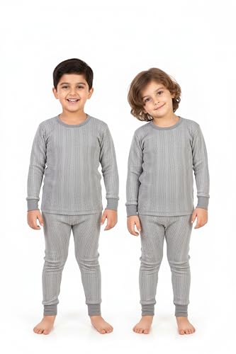Image of Fort Worth Thermal Set for Winter - Warm Soft Cotton Innerwear Base Layer Upper & Lower | Full Sleeve Thermals for Kids,Toddlers,Boys & Girls | Cold Weather Body Warmer Long Johns Set