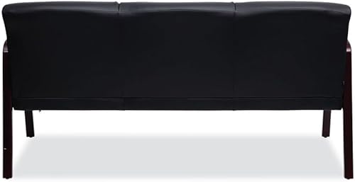 Miniatura 5 de Alera Alera Reception Lounge WL Sofá de 3 asientos, 65.75 pulgadas de ancho x 26 pulgadas de profundidad. 13 x 33 pulgadas, negro/caoba
