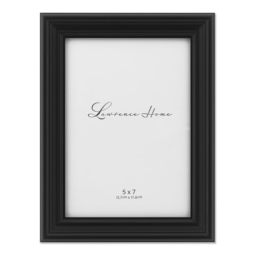 Image of Lawrence Frames Black 5x7 Classic Detailed Picture Frame