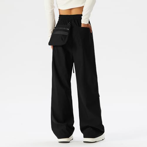 Womens Wide Leg Sweatpants Waterproof Elastic Waist Y2k Cargo Pants Quick Dry Hiking Jogger Pants with Pocket2
