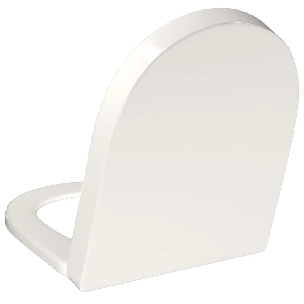 Deska sedesowa wolnoopadająca i Softclose, biała, kwadratowa, z systemem Quick-Release, wykonana z polipropylenu, 46 x 36 cm, zdejmowana, do standardowej WC, łatwy montaż, higieniczna