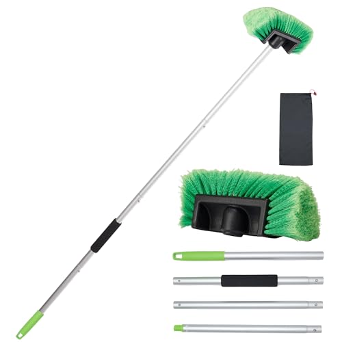 WESBRITE Car Wash Brush with Long Handle 60 Soft Bristle Cleaning Brush Car Cleaning Brushes Carwash Brushes for SUV RV Boat Truck House Siding Sweep Snow Green