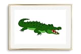 Din A4 Kunstdruck - Krokodil - Alligator Grafik Druck 