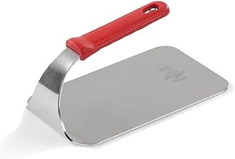 Vollrath 50661 1.6 lb Flat-Bottom Steak Weight Press with Removable Red Silicone Ergonomic Handle for Grill Food Truck Burger Bacon | Heat Resistant up to 450°F, 9"L x 4-3/4"W, Stainless Steel, NSF