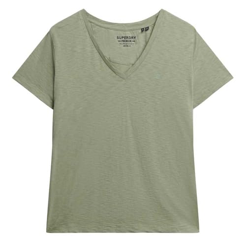 T-shirt basique non imprimé Superdry Studios Slub avec col V élégant pour femme moderne