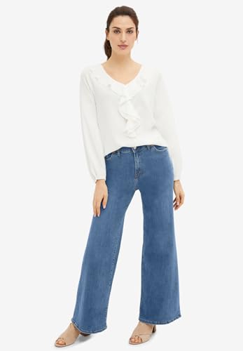 ellos Plus Size 5-Pocket Wide Leg Jeans4
