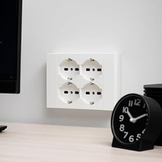 OWIJI Multipresa da Incasso Quadra 4 Posti Universali P40 Bianca Compatibile Muratura Cartongesso Spine Standard Italiano Tedesca Cablaggio Rapido Presa Multipla Salvaspazio Adattatore