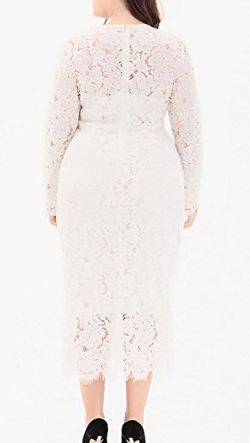 Eternatastic Women's Floral Lace Long Sleeve Plus Size Lace Dress White1 XXL — view 2