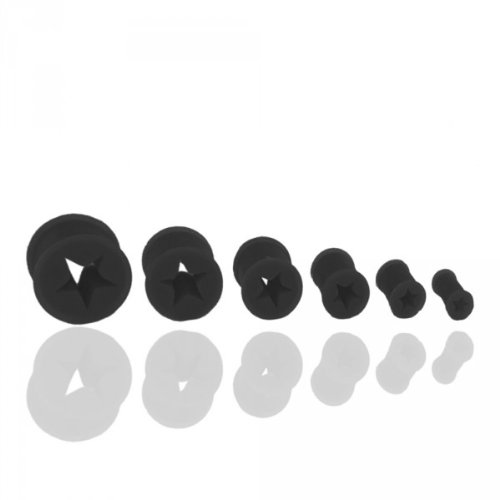 Soul-Cats 1 tunnel en silicone étoile Star Ear Silicon Tube fluo, noir