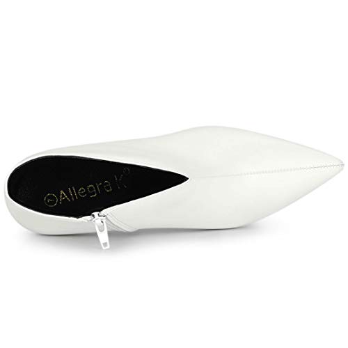 Allegra K Allegra K Women's Cutout Pointy Toe Stiletto Heels Boots White Ankle Booties - 9.5 M US