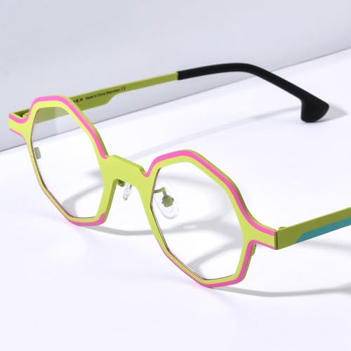 Image of FONEX Colorful Pure Titanium Glasses Frame Women Retro Round Eyeglasses