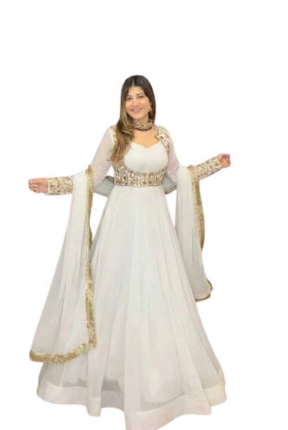 Image of PERFECT CHOICE WOMEN'S Heavy Natural Crep Silk Stitched Ethnic Salwar Kameez - Long Kurti with Embroidered Sleeves, Party & Festival Wear (SF251-ve115 Black1 XXL)