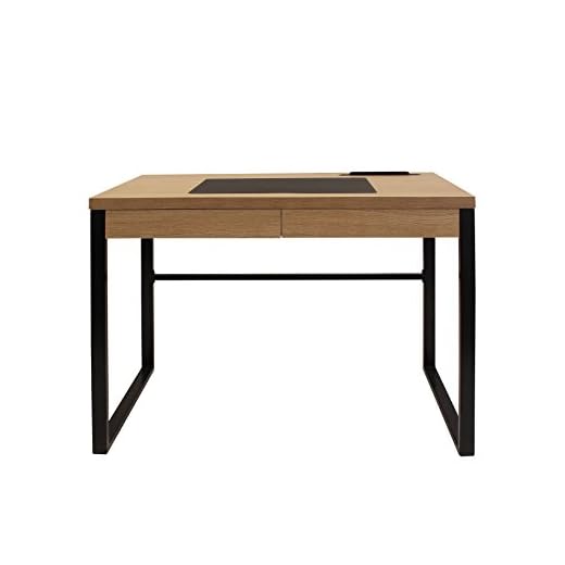 THE HOME DECO FACTORY HD3722 Mesa DESPACHO Madera Y Metal, Negro, 110x110x16 cm