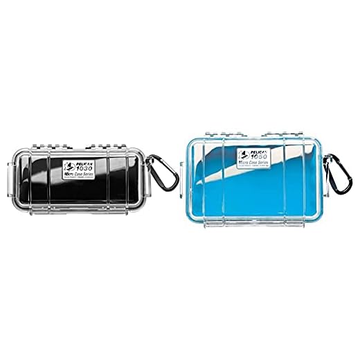 Pelican 1030 Micro Case (Black/Clear) & Pelican 1050 Micro Case - for iPhone, GoPro, Camera, and More (Blue/Clear)