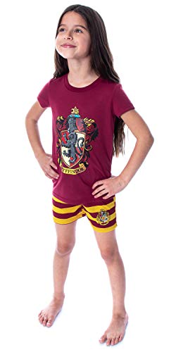 Harry Potter Girls' Hogwarts Castle Gryffindor Shirt And Shorts Sleepwear Pajama Set (10/12) #TOP4