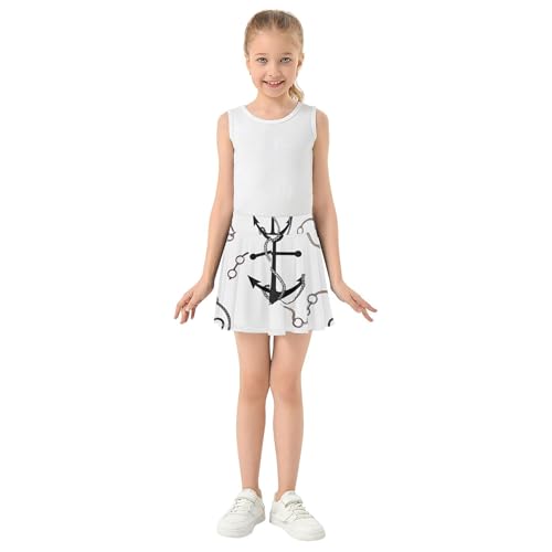 Black Anchors Chains White Athletic Shorts Girls Skorts Toddler Tennis Skirts Dance Golf Pleated 3t3