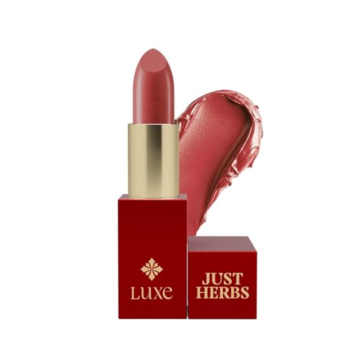 Just Herbs Luxe Satin Melt High Shine Lipstick | Luxury Makeup | Ayurvedic Formula | Long Lasting Shine | Ayurvedic Lipstick – 4 gm (01 PEACH SERENADE)