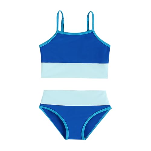 Image of Little Girl Swimsuit Casual Swimwear Kids Two Piece Color Block Bathing Suits Beach Bikini Set 3-12Years