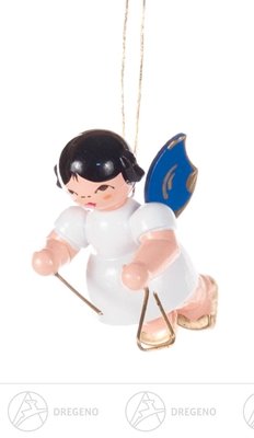 Ange de Noël bleu avec triangle suspension cadeau traditionnel 5cm