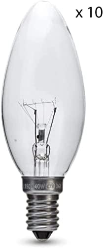 St@llion 40w Clear Candle Light Small Edison Screw Candle Bulb Incandescent Bulbs Equivalent E14 [Energy Class E] (Pack of 10)