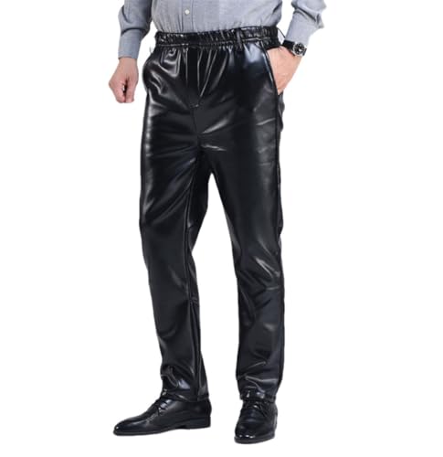 FULBHPRINT Men’S PU Leather Pants Casual Faux Leather Trousers Plus Size Slim Fit Fashion Pants for Spring Autumn
