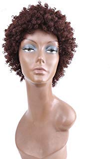 Peluca rizada, pelucas cortas y rizadas para mujeres negras, peluca con fleco, peluca marrón, peluca afro corta y rizada, pelucas de repuesto de
