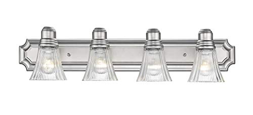 Odeums Classic Bathroom Vanity Lights, Interior Wall Sconce, 4-Lights Bath Lighting Fixture, Modern Home Bathroom Lighting in Satin Nickel Finish