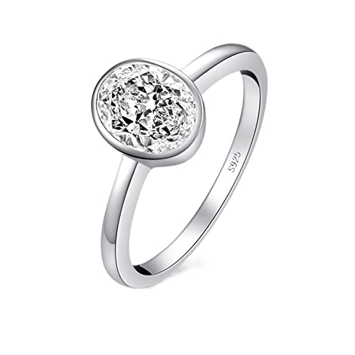 WANGWENMNG 925 St-Erling �V���o�[ �I�[�o�� 1.25 �J���b�g �l�HSO�_�C�������h ���� �����w�� �z���C�g�S�[���h ���ɋP�� propuesta de anillos para Mujer, White Gold Plate