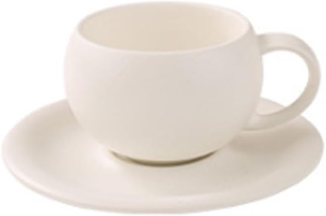 European Ceramic Coffee Cup Saucer Set Egg Shaped Latte