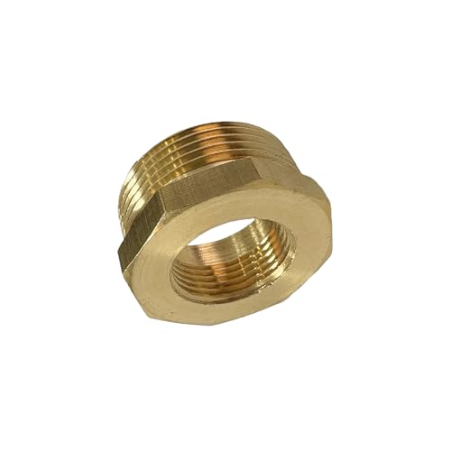 JENSWILL 1-1/4\" NPT Male x 3/4\" NPT Female Brass Reducer Hex Bushing Threaded Pipe Fitting Reducing Adapter Pack of 1