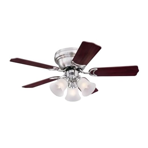 Westinghouse Lighting 72073 Ventilatore da soffitto in nichel spazzolato per interni da 90 cm Contempra Trio, kit di luce con vetro smerigliato