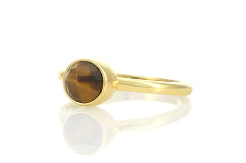 Bague d'or oeil de tigre en vermeil et gemme naturelle de prestige